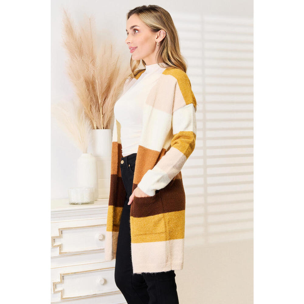 Color Block Dropped Shoulder Cardigan - Picture 3 of 4
